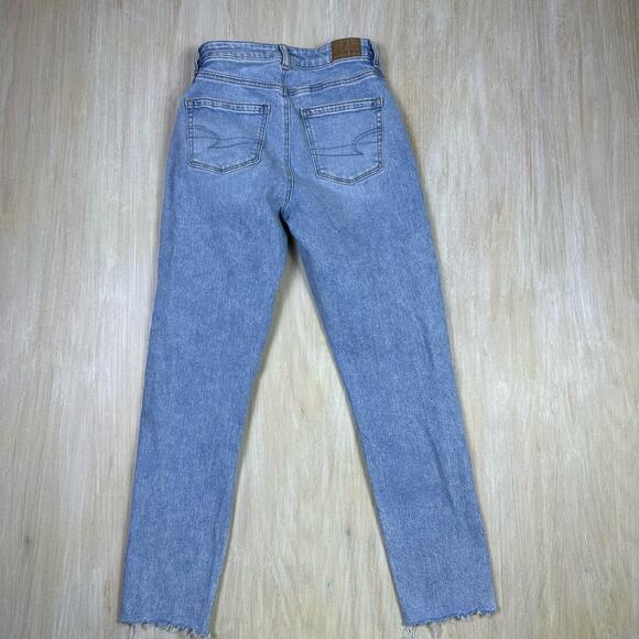 American Eagle Strigio Mom Jean Distressed Destroyed Ripped High Rise Jeans 0 - Picture 9 of 16